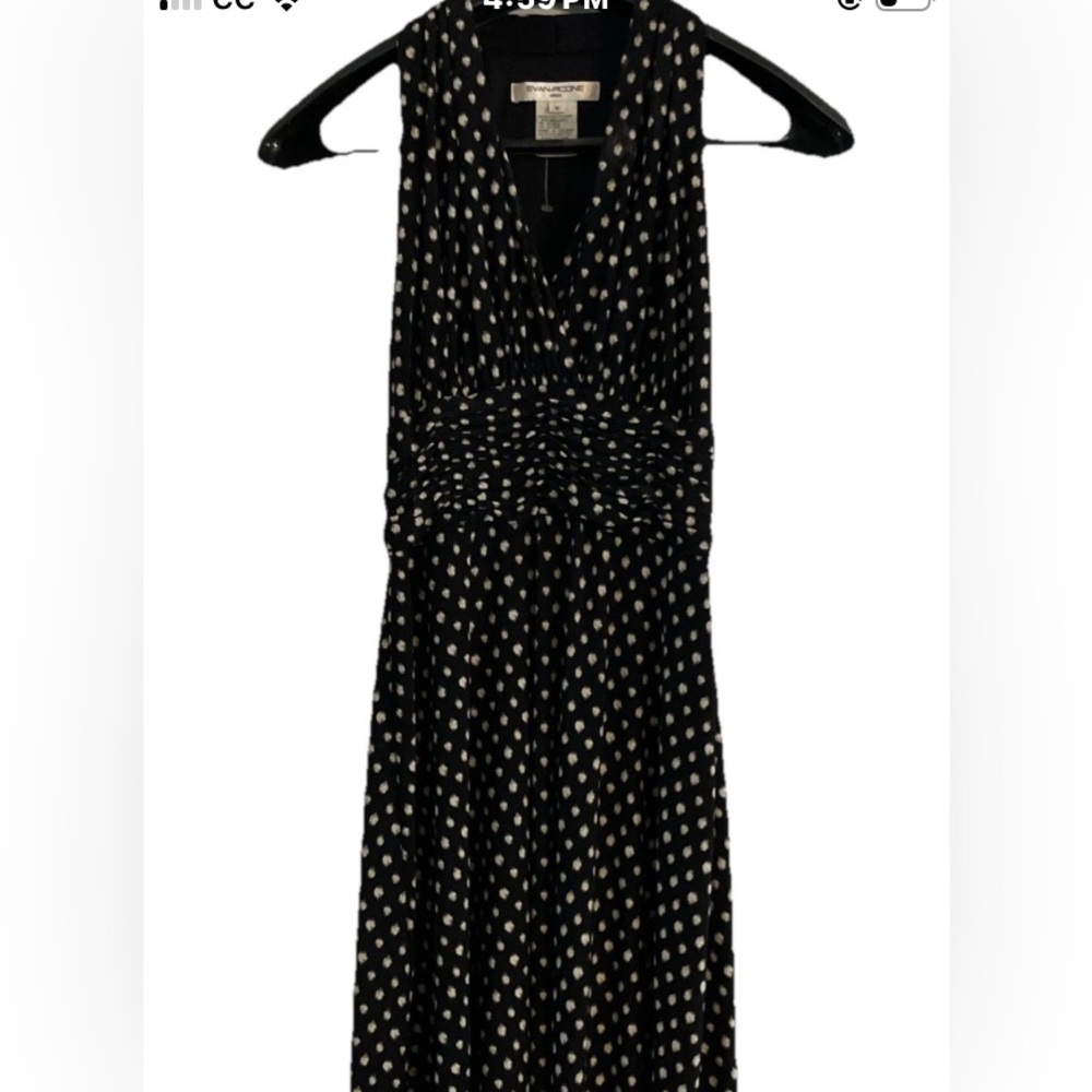 NWT Evan Picone Black and Tan Patterned Midi halter top woman’s Dress size 8